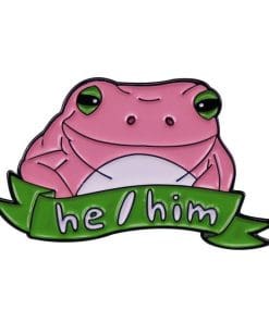 Cute Pink Frog 'He / Him' Enamel Pin
