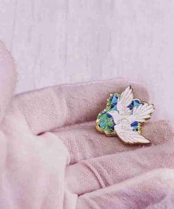 Alternative view of White Dove 'Cherish Peace Symbol' Enamel Pin