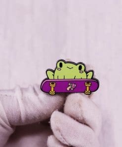Alternative view of Cute Skateboarding Frog Enamel Pin