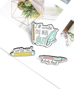 Inspirational Quote 'Study Hard Pen' Enamel Pin - Image 6