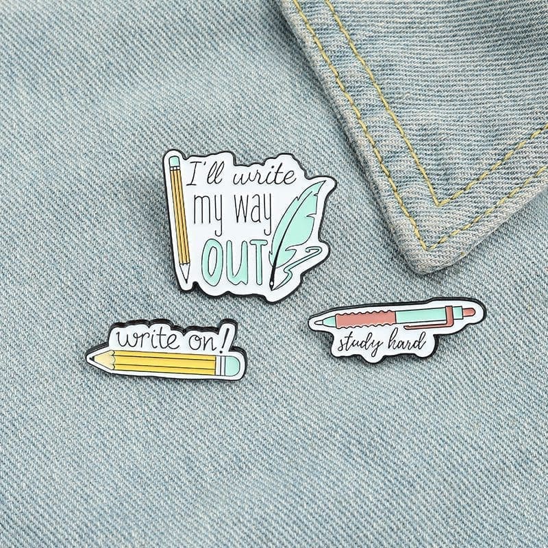 Inspirational Quote 'I'll Write My Way Out Pencil' Enamel Pin - Image 5