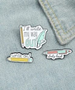 Inspirational Quote 'Write On Pencil' Enamel Pin - Image 5