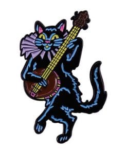 Black Cat 'Playing Banjo' Enamel Pin