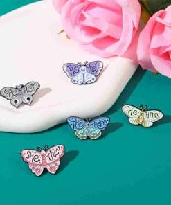 Alternative view of Purple Moth 'He | Them' Enamel Pin
