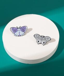 Alternative view of Gray Moth 'She | Her' Enamel Pin