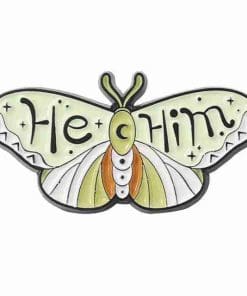 White Moth 'He | Him' Enamel Pin