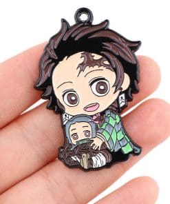 Alternative view of Demon Slayer 'Tanjiro and Nezuko Chibi' Enamel Pin