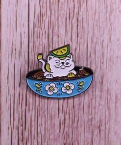 Alternative view of Lovely Cat 'Ramen Bowl' Enamel Pin