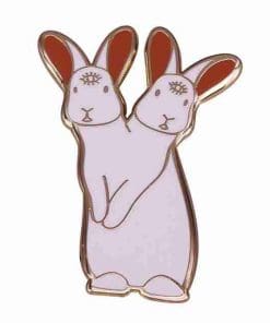 Two Headed Cute Bunny Enamel Pin