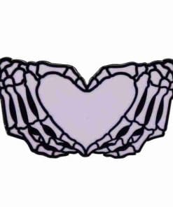 Skeleton Heart Finger Enamel Pin