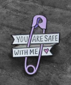 Alternative view of Purple Safety Pin 'You are safe with me' Enamel Pin