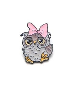 Cute Owl 'Pink Bow' Enamel Pin