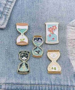 Hourglass 'Flowers | Pink Petals' Enamel Pin - Image 3