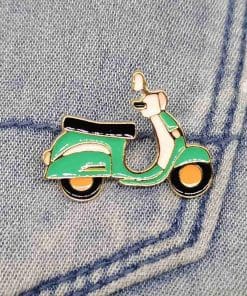 Alternative view of Retro Green Motorcycle Enamel Pin