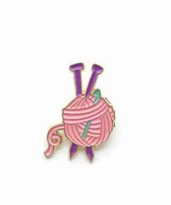 Pink Knitting Yarn & Purple Hook Enamel Pin