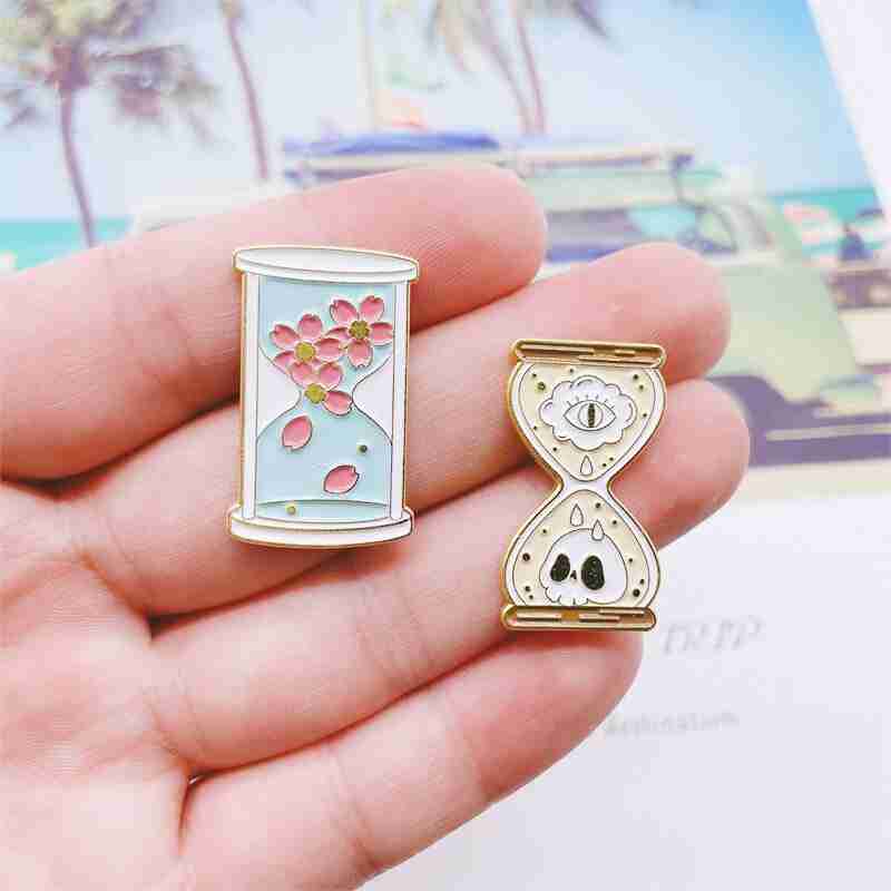 Hourglass 'Flowers | Pink Petals' Enamel Pin - Image 2