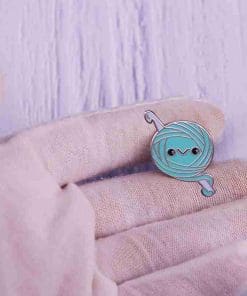 Alternative view of Yarn Ball 'Happy Crochet' Enamel Pin