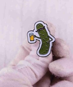 Alternative view of Pickled Cucumbers 'Drinking Beer' Enamel Pin
