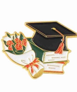 Graduation Hat 'Roses and Books' Enamel Pin