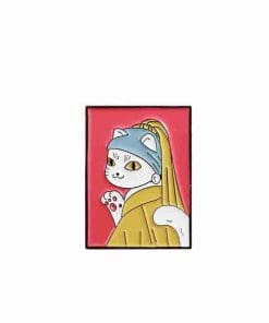 Cat with a Pearl Earring 'Van Gogh Inspired' Enamel Pin