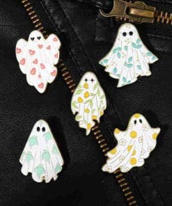 Alternative view of Flying Ghost 'Smiley and Flowers' Enamel Pin