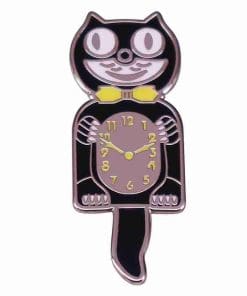 Black Kitty Cat Clock Enamel Pin