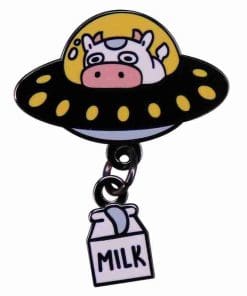 Spaceship 'Cow's Milk' Enamel Pin