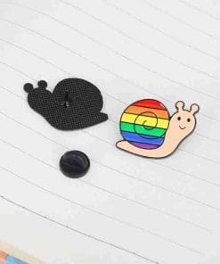 Alternative view of Snail 'Rainbow Shell' Enamel Pin