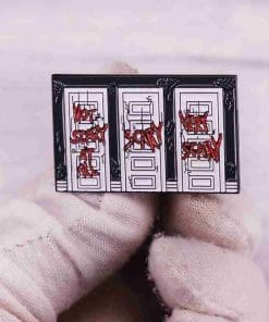 Alternative view of Horror Door 'Not Scary At All' Enamel Pin