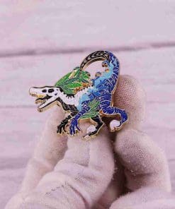 Alternative view of Ferocious Velociraptor Enamel Pin