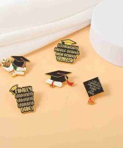 Alternative view of Graduation Hat 'Roses and Books' Enamel Pin
