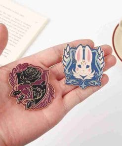 Alternative view of Geometric 'Rose Flower' Enamel Pin