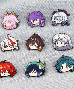 Alternative view of Genshin Impact 'Diluc Head Chibi' Enamel Pin