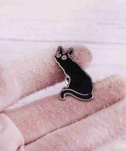 Alternative view of Black Cat Dreamer Enamel Pin