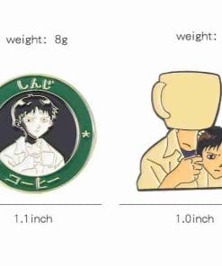 Alternative view of Neon Genesis Evangelion 'Shinji Ikari | Coffee Lover Set of 2' Enamel Pin