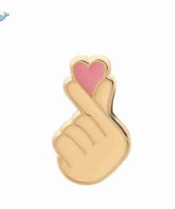 Pink Finger Heart Enamel Pin