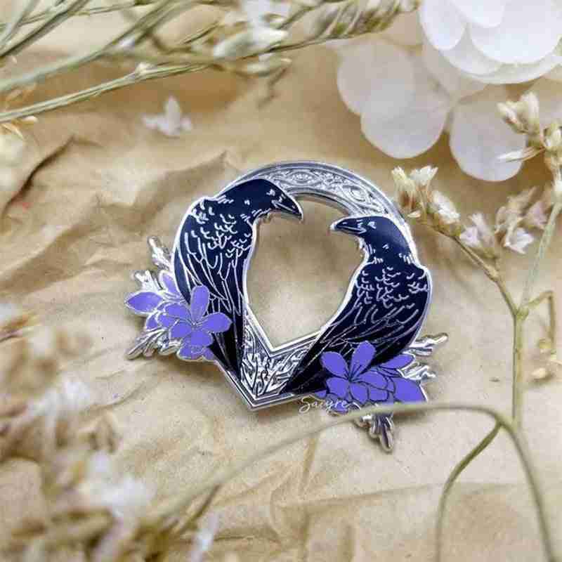 Norse Mythology 'Raven | Huginn and Muninn' Enamel Pin - Image 2