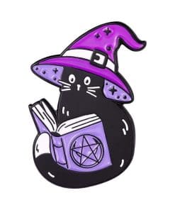 Witch Cat 'Book of Purple Spell' Enamel Pin