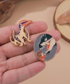 Alternative view of Dinosaur 'Little Girl and Dino' Enamel Pin