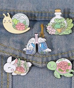 Alternative view of Cute Bunny Aquarium Enamel Pin