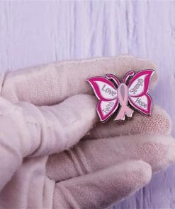 Alternative view of Pink Butterfly 'Breast Cancer Awareness' Enamel Pin