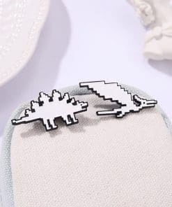 Alternative view of Pixelated Dino 'Stegosaurus' Enamel Pin