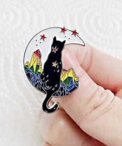 Black Cat 'Crystal Moon' Enamel Pin