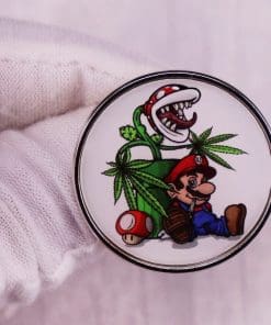 Alternative view of Super Mario Bros 'Mario | Cannabis Memes' Enamel Pin