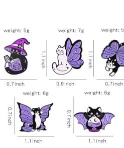 White Cat 'Purple Butterfly Wings' Enamel Pin - Image 5