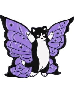 Black Cat 'Purple Butterfly Wide Wings' Enamel Pin