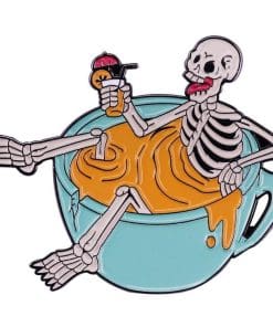 Skeleton 'Coffee Bath' Enamel Pin