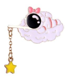 Cute Astronaut 'Lil Girl | Star Fishing' Enamel Pin