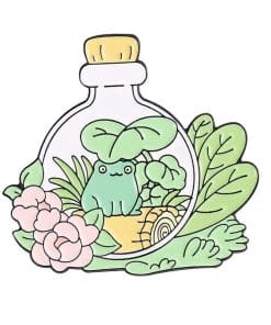 Frog in Flower Jar Enamel Pin