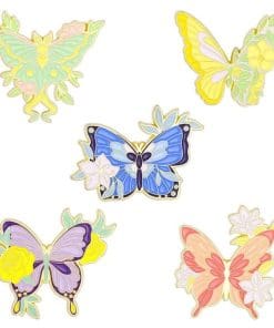 Colorful Butterfly 'Set of 5 Lily Flower' Enamel Pin
